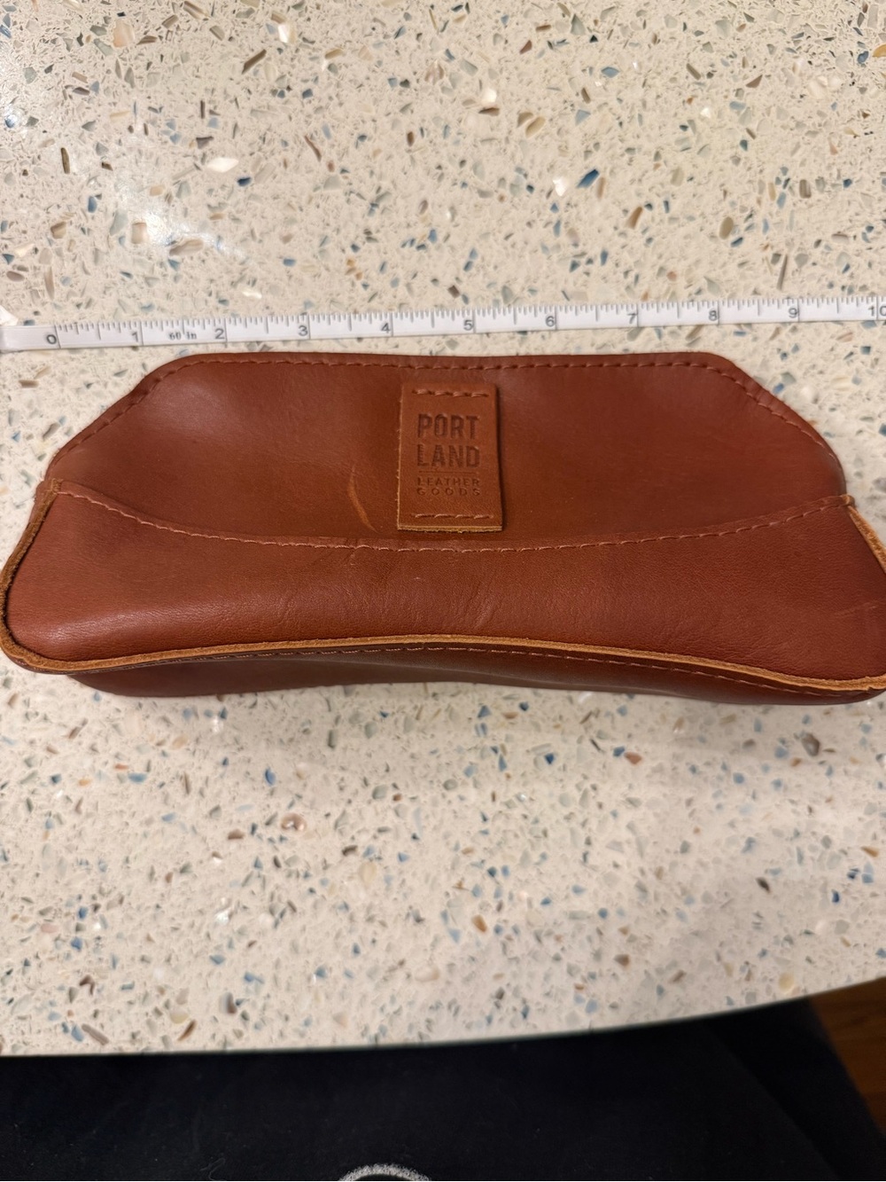Portland Leather Cognac Leather Zip Pouch